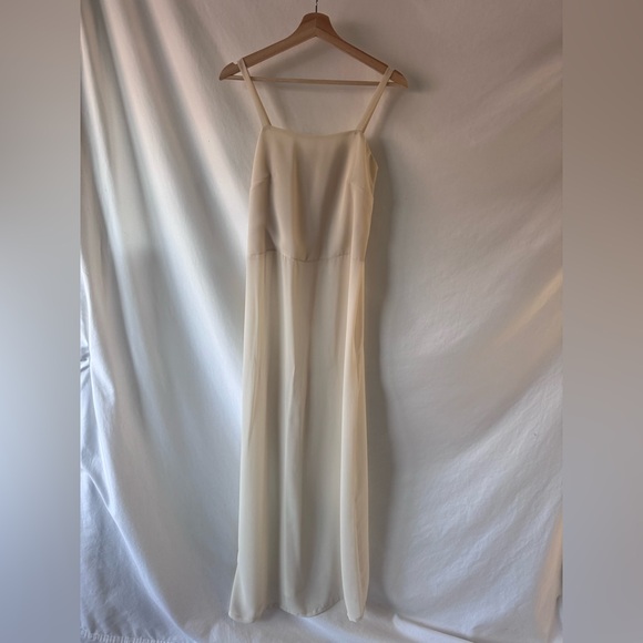 Vintage 90s Ivory Minimalist Slip Dress Maxi Bridal XS S Handmade - Picture 2 of 13
